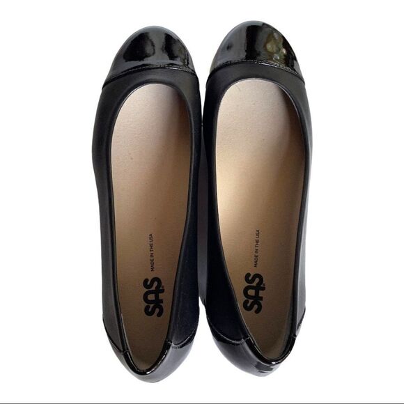 New SAS Scenic Ballet Flat Black Patent Leather Loafer Arch Support Women 8.5 - Picture 7 of 10